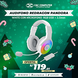 AUDIFONO REDRAGON PANDORA WHITE CON MICROFONO USB + 3.5MM(PN:H350W-RGB)